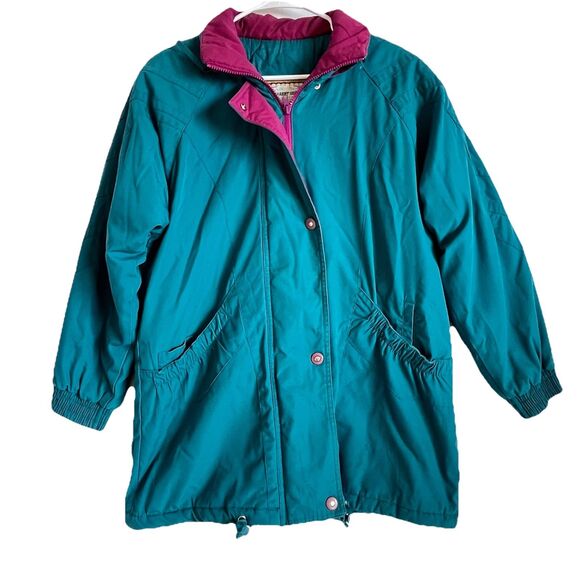 VTG 80s Current Seen Jacket Blue Color-block Womens Medium Retro Ski Coat - Picture 1 of 14